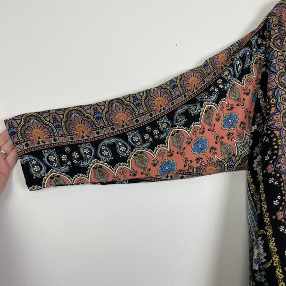 Eyes Of Simone Multi Color Print Striped Open Cardigan Boho Size XS/ Small - Picture 2 of 6